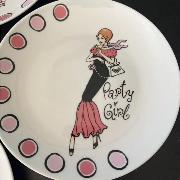 Dessert Plates Girlfriend Diva Chic Shopping Tea Party 9” Santa’s Workbench EUC - Picture 4 of 12